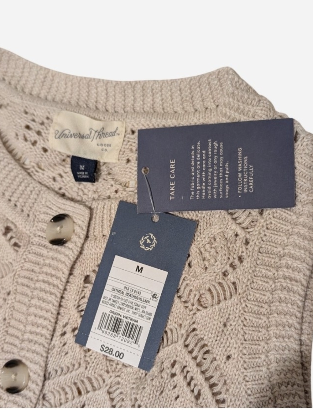 Universal Thread Cream Crochet Button-Front Knit Vest - Picture 4 of 7